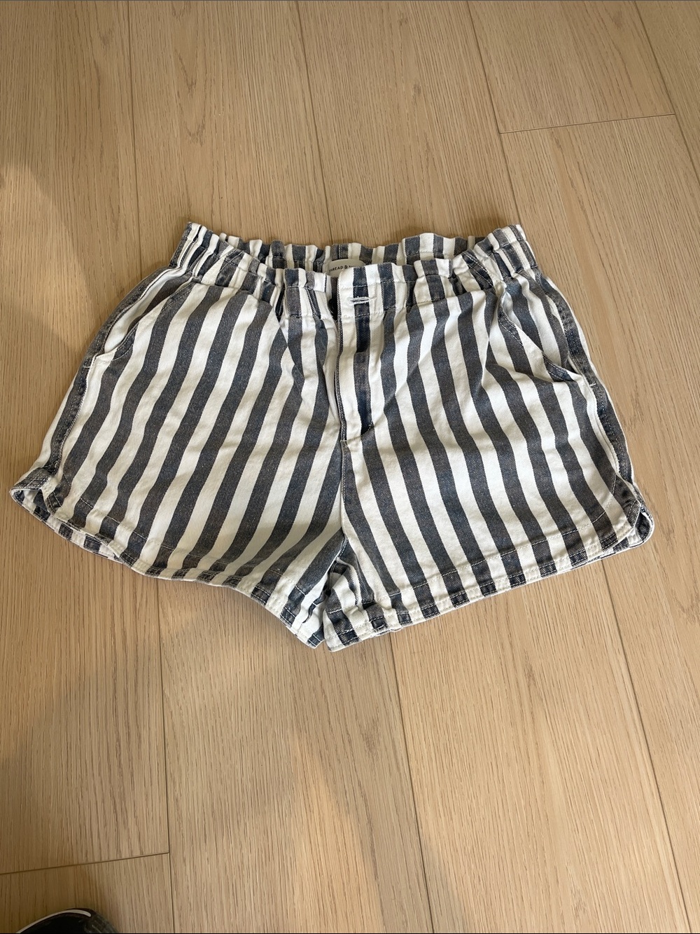 Thread & Supply blue and White Striped High-Waist Shorts